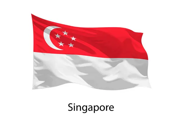 Реалистичный Флаг Сингапура Изолированный Шаблон Оформления Плаката — стоковый вектор