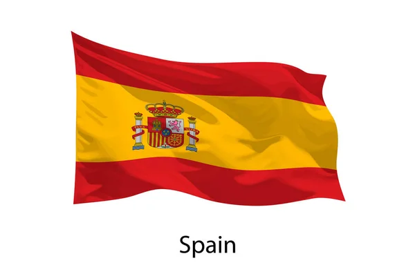 Третий Реалистичный Флаг Испании Развевающийся Изоляции Шаблон Дизайна Iposter — стоковый вектор