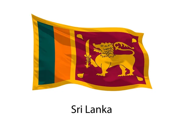 Realistische Zwaaiende Vlag Van Sri Lanka Geïsoleerd Sjabloon Voor Poster — Stockvector