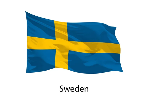 Realista Ondeando Bandera Suecia Aislado Plantilla Para Diseño Iposter — Archivo Imágenes Vectoriales