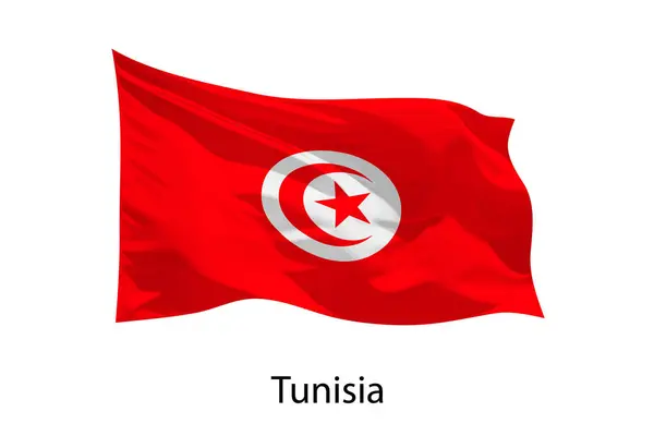 Realista Ondeando Bandera Túnez Aislado Plantilla Para Diseño Póster — Vector de stock