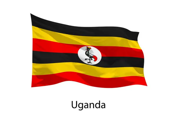 Realistická Vlajka Ugandy Izolovaná Šablona Pro Návrh Plakátu — Stockový vektor