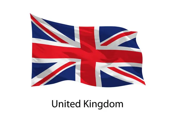 Ρεαλιστική Κυματιστή Σημαία Του Ηνωμένου Βασιλείου Απομονωμένη Πρότυπο Σχεδιασμού Iposter — Διανυσματικό Αρχείο