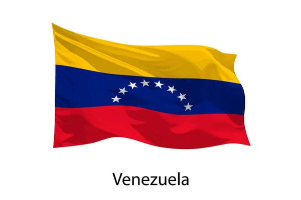 Realista Ondeando Bandera Venezuela Aislado Plantilla Para Diseño Iposter — Vector de stock