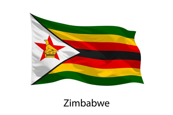 Realistisches Fahnenschwenken Von Simbabwe Isoliert Vorlage Für Plakatgestaltung — Stockvektor
