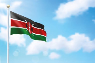 Arka planda Kenya bayrağı sallıyor. Bağımsızlık Günü poster tasarımı için şablon