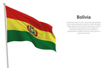 Beyaz arka planda Bolivya bayrağı sallıyor. Bağımsızlık Günü poster tasarımı için şablon