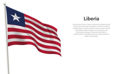 Beyaz arka planda Liberya bayrağı sallıyor. Bağımsızlık Günü poster tasarımı için şablon