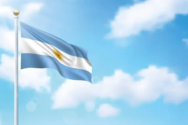 배경에 아르헨티나의 깃발을 흔들어 기념일 포스터 디자인 템플릿 — 스톡 벡터