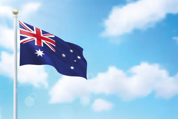 Sventolando Bandiera Dell Australia Sullo Sfondo Del Cielo Modello Design — Vettoriale Stock
