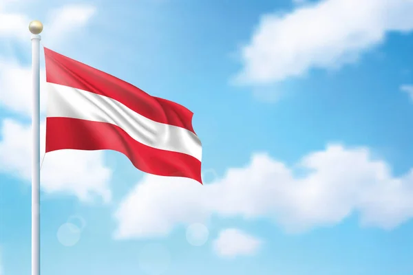 Zwaaien Vlag Van Oostenrijk Lucht Achtergrond Model Voor Het Ontwerp — Stockvector