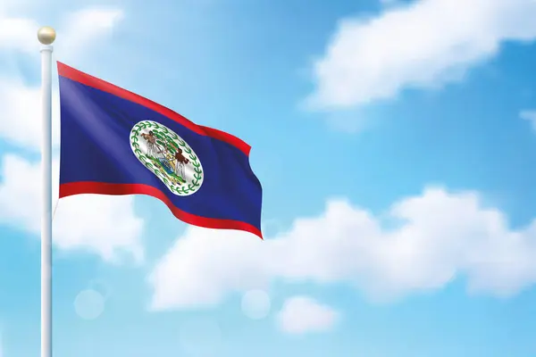 空の背景にベリーズの旗を掲げています 独立記念日のポスターデザインのテンプレート — ストックベクタ