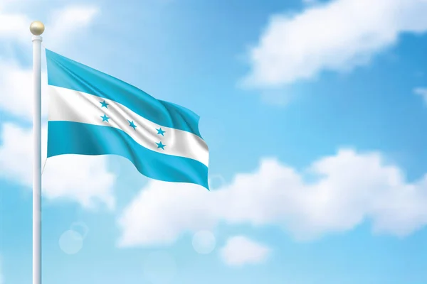 Macha Flagą Hondurasu Tle Nieba Szablon Projektowania Plakatów Dni Niezależności — Wektor stockowy
