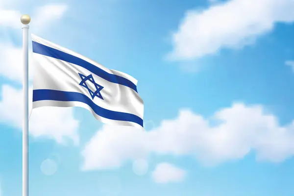 Zwaaiende Vlag Van Israël Hemelse Achtergrond Model Voor Het Ontwerp — Stockvector