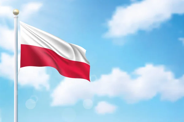 Флаг Польши Фоне Неба Шаблон Плаката Дню Независимости — стоковый вектор