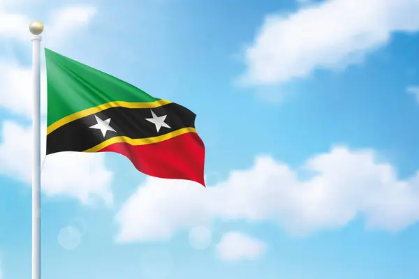 Bandeira Acenando São Cristóvão Nevis Fundo Céu Modelo Para Projeto — Vetor de Stock