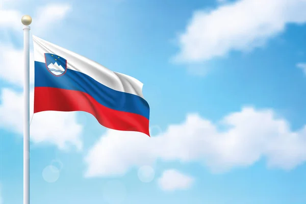Флаг Словении Фоне Неба Шаблон Плаката Дню Независимости — стоковый вектор
