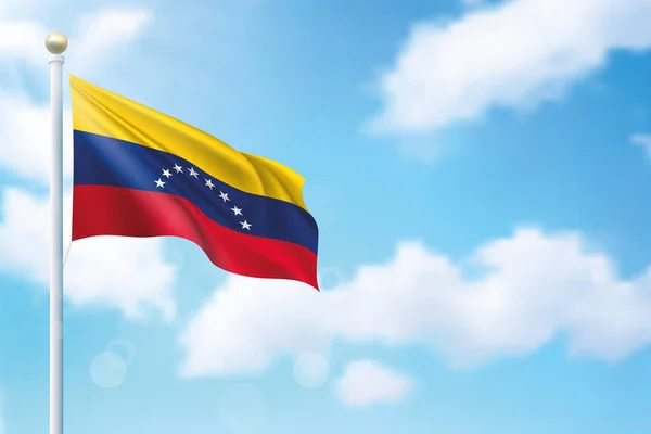 在天空背景下飘扬着委内瑞拉国旗 独立日海报设计模板 — 图库矢量图片