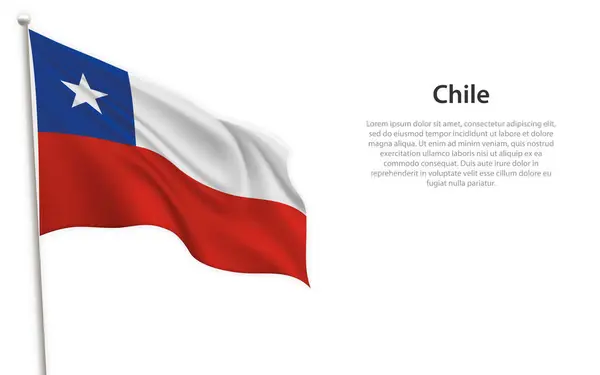 Macha Flagą Chile Białym Tle Szablon Projektowania Plakatów Dni Niezależności — Wektor stockowy