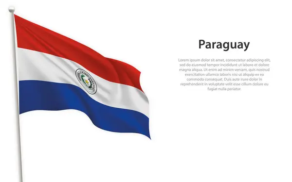 Zwaaiende Vlag Van Paraguay Witte Achtergrond Model Voor Het Ontwerp — Stockvector
