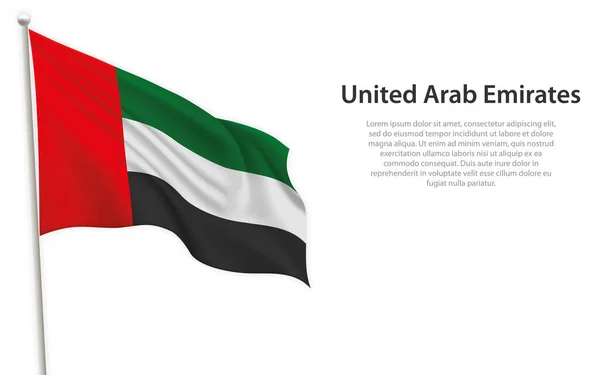 Mávání Vlajkou Spojených Arabských Emirátů Bílém Pozadí Šablona Pro Design — Stockový vektor