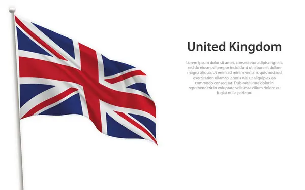 Beyaz Arka Planda Birleşik Krallık Bayrağı Sallıyor Bağımsızlık Günü Poster — Stok Vektör