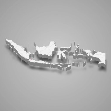 Jakarta il konumu Endonezya 3d izometrik harita