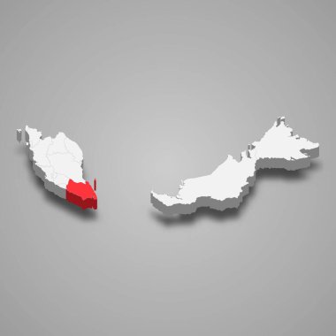 Malezya içinde Johor durum konumu 3d izometrik harita