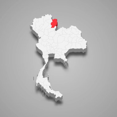 Nan bölgesi Tayland 3d izometrik haritası