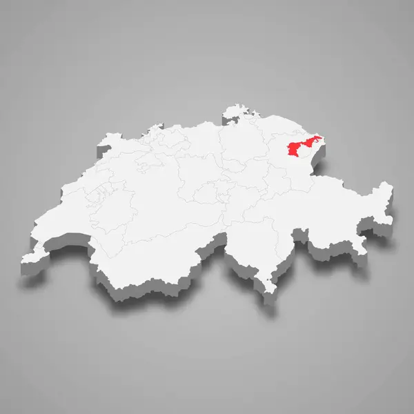Appenzell Ausserrhoden Kantonlocatie Binnen Zwitserland Isometrische Kaart — Stockvector