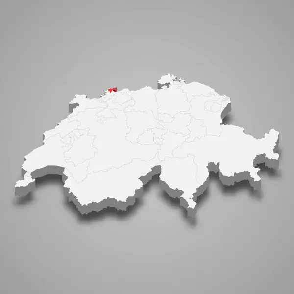 Расположение Кантона Базель Сити Пределах Швейцарии Изометрическая Карта — стоковый вектор
