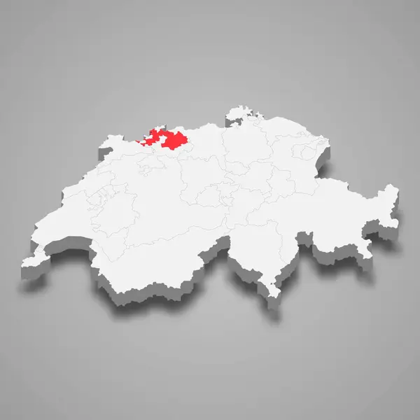 Basel Land Kantonale Lage Innerhalb Der Schweiz Isometrische Karte — Stockvektor