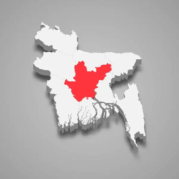 Dhaka Localização Estado Dentro Bangladesh Mapa Isométrico — Vetor de Stock