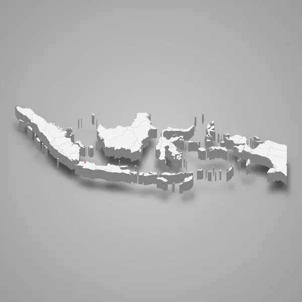 Yakarta Provincia Ubicación Indonesia Mapa Isométrico — Vector de stock