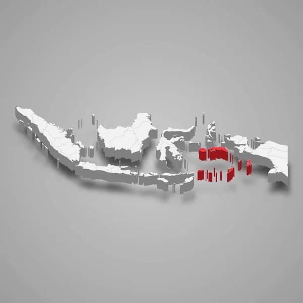 Maluku Vilayetinin Yeri Endonezya Izometrik Harita — Stok Vektör