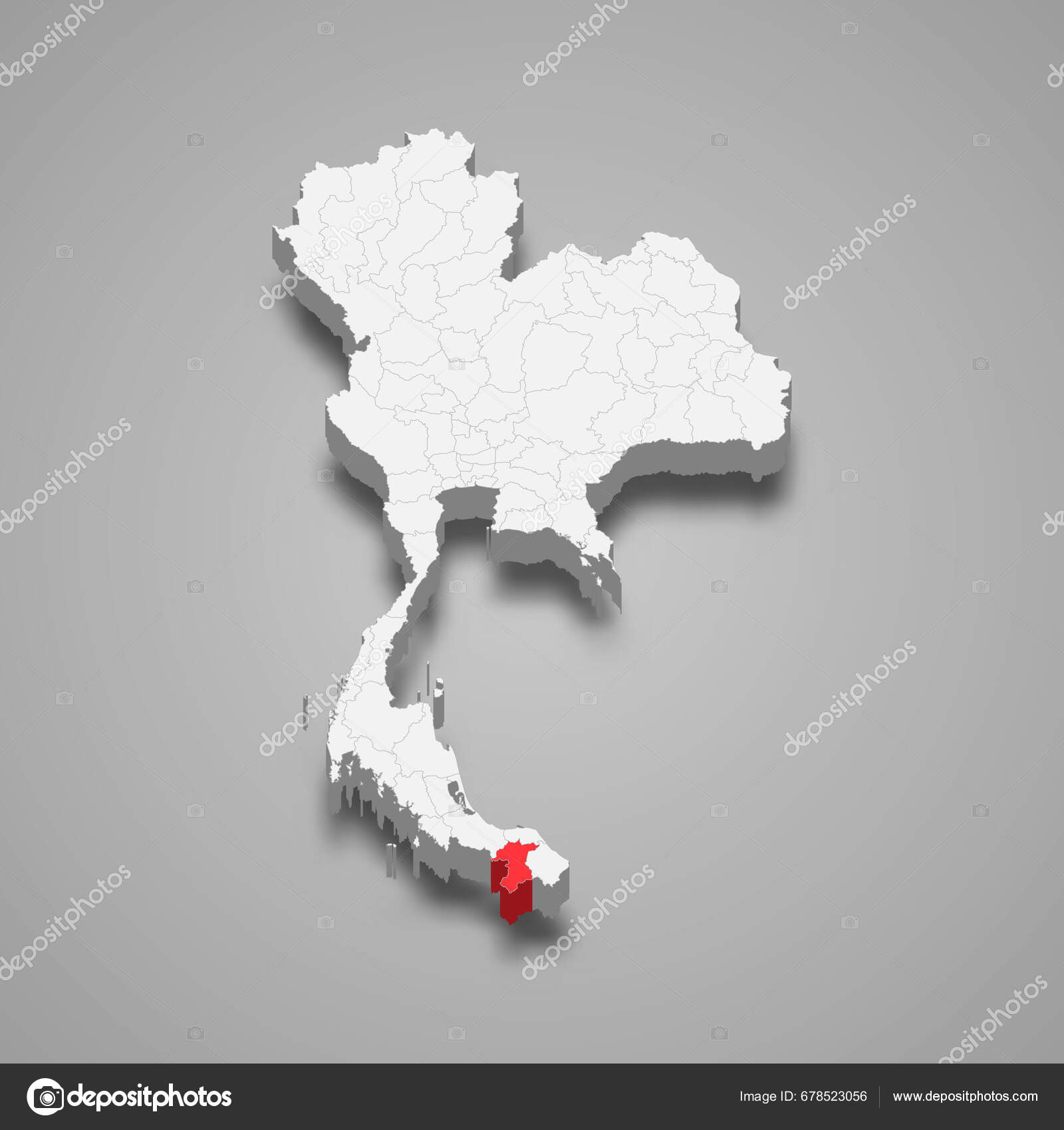 Lage Der Provinz Yala Thailand Isometrische Karte