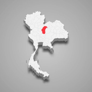 Phetchabun bölgesi Tayland 3d izometrik haritası
