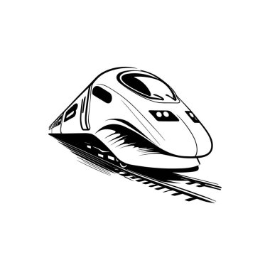 Hızlı tren logosu tasarımı. Yüksek hızlı demiryolu siluet simgesi. Vektör illüstrasyonu