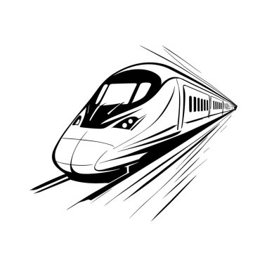 Hızlı tren logosu tasarımı. Yüksek hızlı demiryolu siluet simgesi. Vektör illüstrasyonu