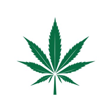 Kenevir llogo tasarımı. Marihuana yaprağı silueti simgesi. Vektör illüstrasyonu