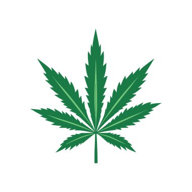 Kenevir llogo tasarımı. Marihuana yaprağı silueti simgesi. Vektör illüstrasyonu