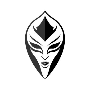 Karakter logosu maskesi. Beyaz arkaplanda siluet maskesi