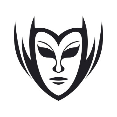 Karakter logosu maskesi. Beyaz arkaplanda siluet maskesi