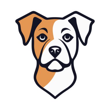 Köpek suratlı ikon vektörü, mutlu köpek kafası silueti