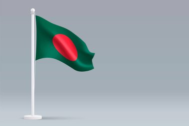 3d gerçekçi ulusal Bangladeş bayrağı telif uzaylı gri arkaplan üzerinde izole