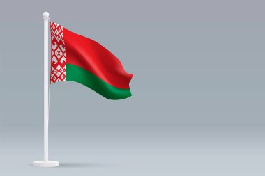 3d gerçekçi ulusal Belarus bayrağı telif uzaylı gri arkaplan üzerinde izole