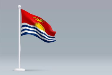3d gerçekçi ulusal Kiribati bayrağı telif uzaylı gri arkaplan üzerinde izole