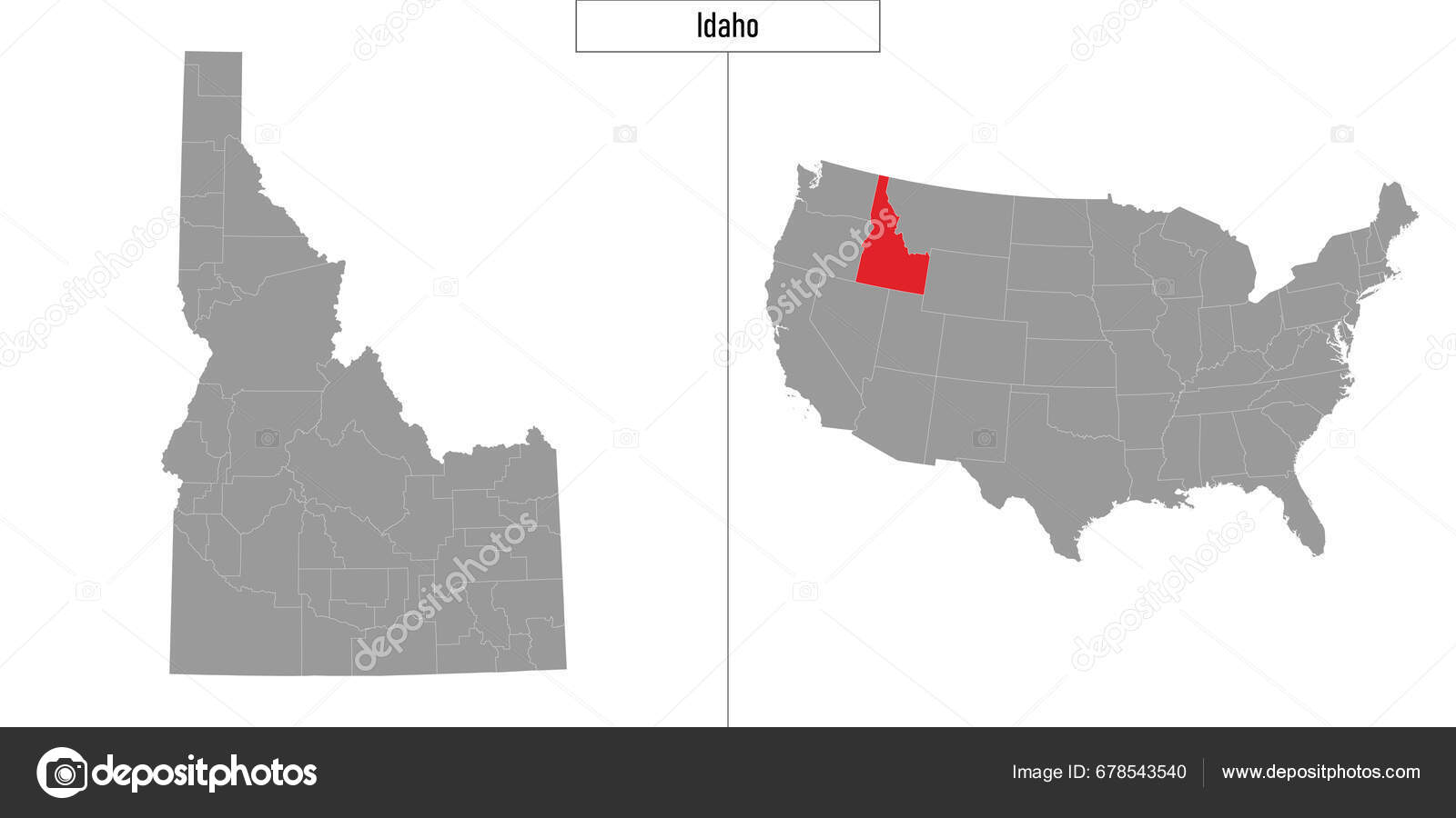 Simple Map Idaho State United States Location Usa Map Stock Vector by
