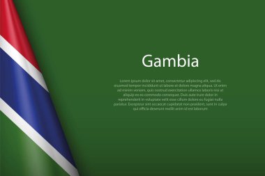 Gambiya 'nın 3d ulusal bayrağı telif uzayı ile izole edildi