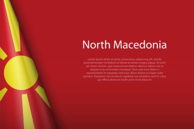 Kuzey Makedonya 'nın 3d ulusal bayrağı arka planda telif uzayıyla izole edildi